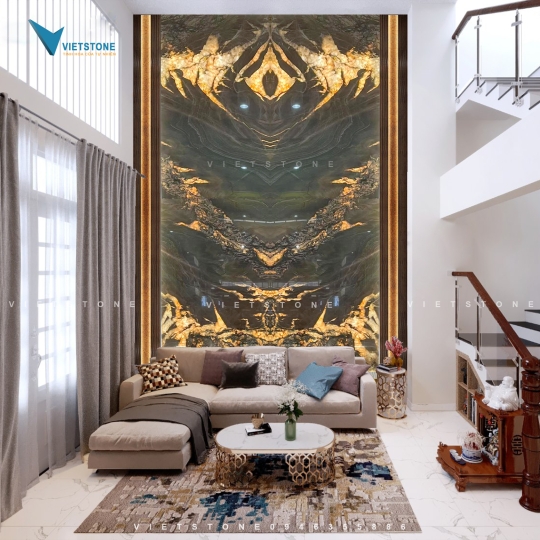 Tranh đá thạch anh xuyên sáng thông tầng TATTV005